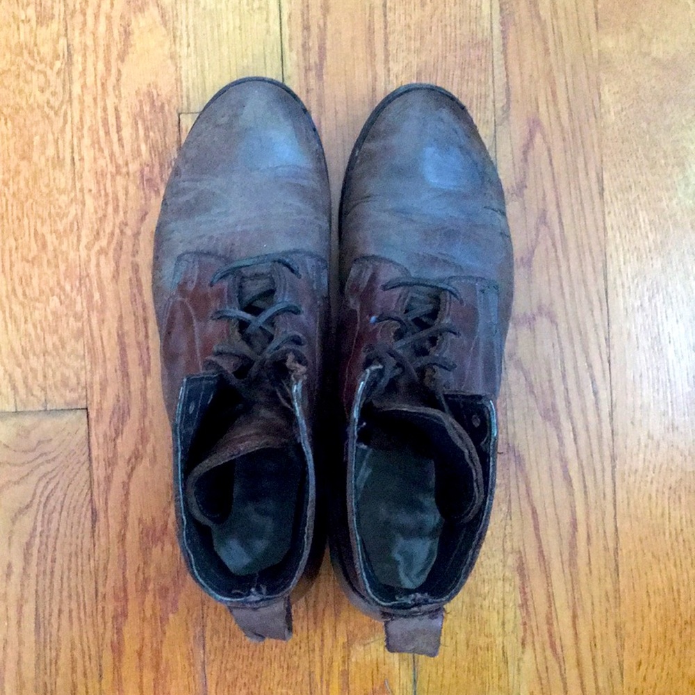 Frye James Lace Up boot (Mens, US 7D, dark brown)